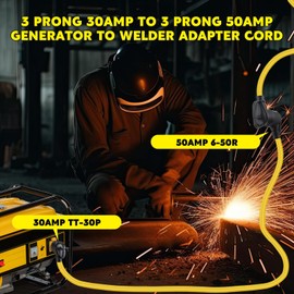 Tellegloww 10 Feet NEMA TT-30P Male to 6-50R Welder Adapter Cord, 30Amp to 50Amp Female 30Amp 3 Prong Generator RV to 3 Prong Welder Power Adapter, STW 10 AWG/3C, 30 Amp 250V 7500 Watt, ETL Listed