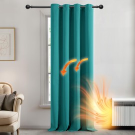Deconovo Door Curtain Thermal Home Decorative Solid Thermal Insulated Blackout Curtain Ring Top Door Curtain for Girls Bedroom 52"x 84" Turquoise 1 PANEL