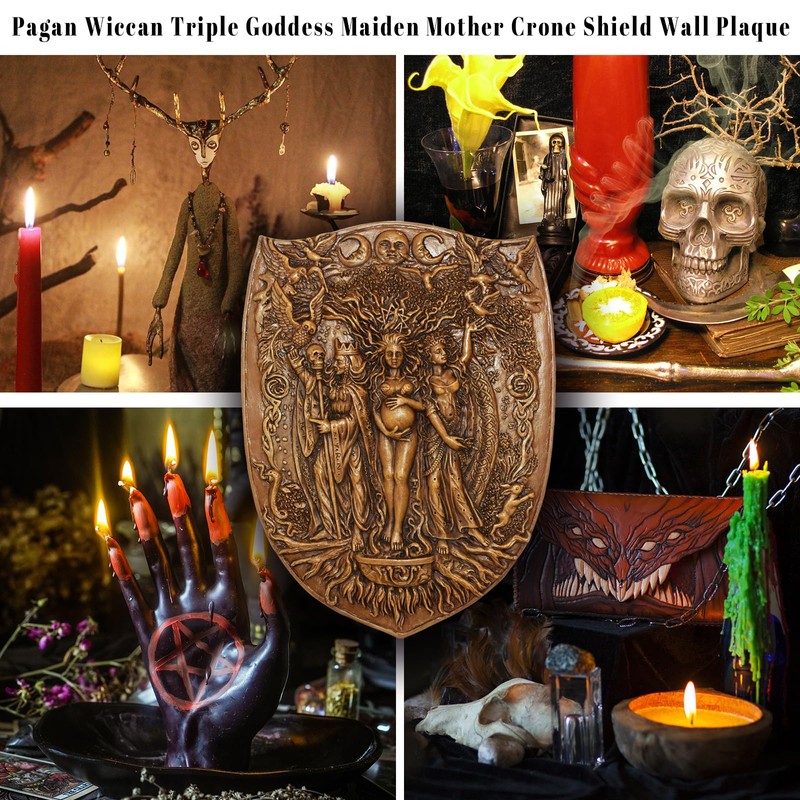Pinra Triple Moon Wall Decor Pagan Wiccan Triple Goddess Maiden