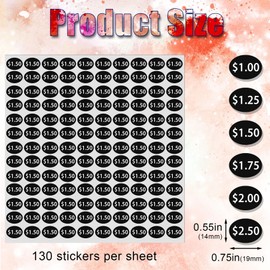 HINZIC 1440pcs Vending Machine Price Labels, 12 Sheets Snack Vending Machine Labels Stickers, Soda Beverage Price Labels Stickers $1.00 $1.25 $1.50 $1.75 $2.00 $2.50 Black for Business Stores, Black