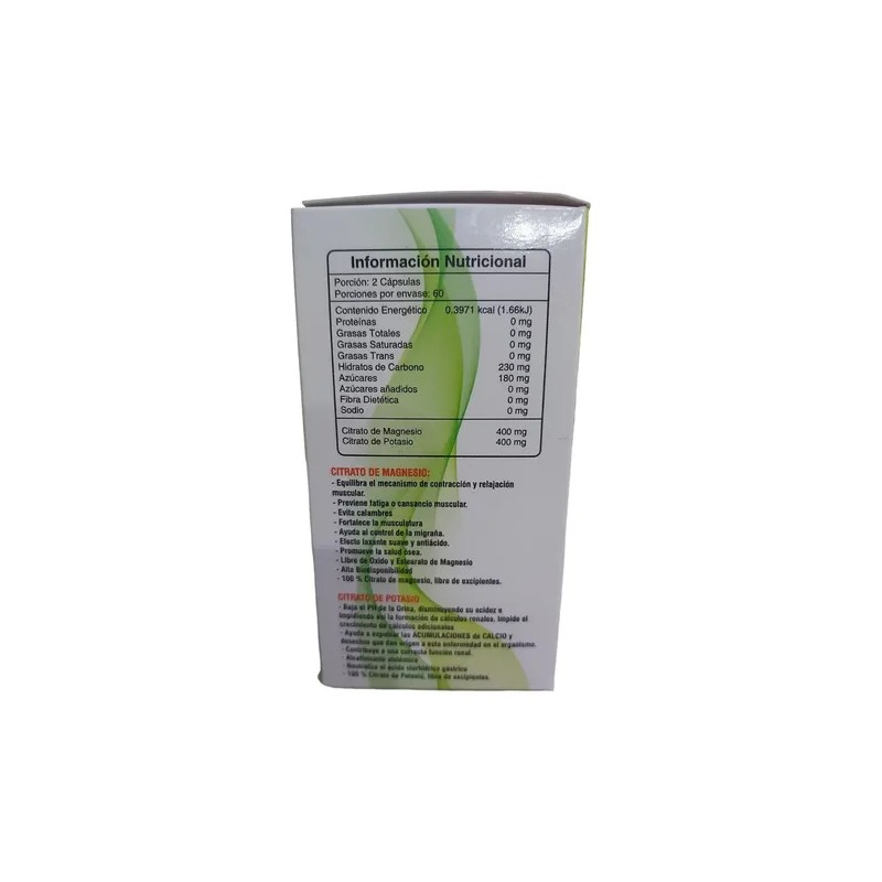 Citrato Magnesio Potasio Naturalin Suplemento Cápsulas