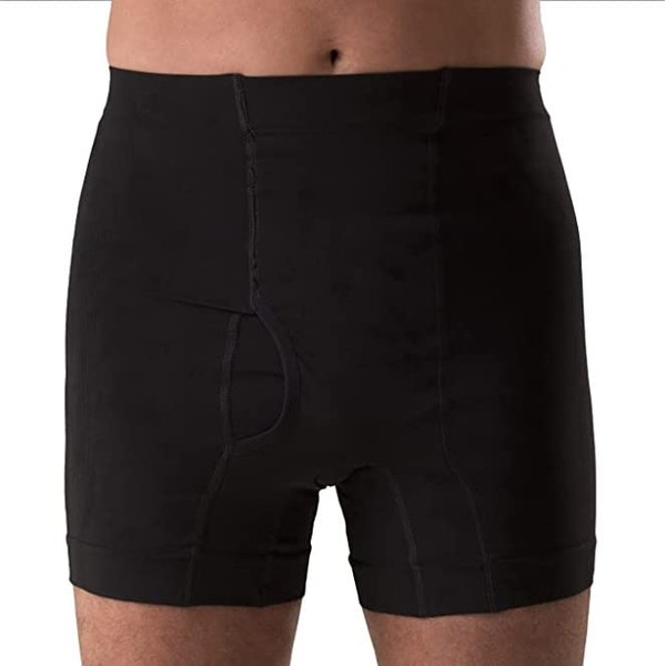 Corsinel Regular Male Boxer Low by Tytex Medium Support Ostomy and Hernia (Black, Small)