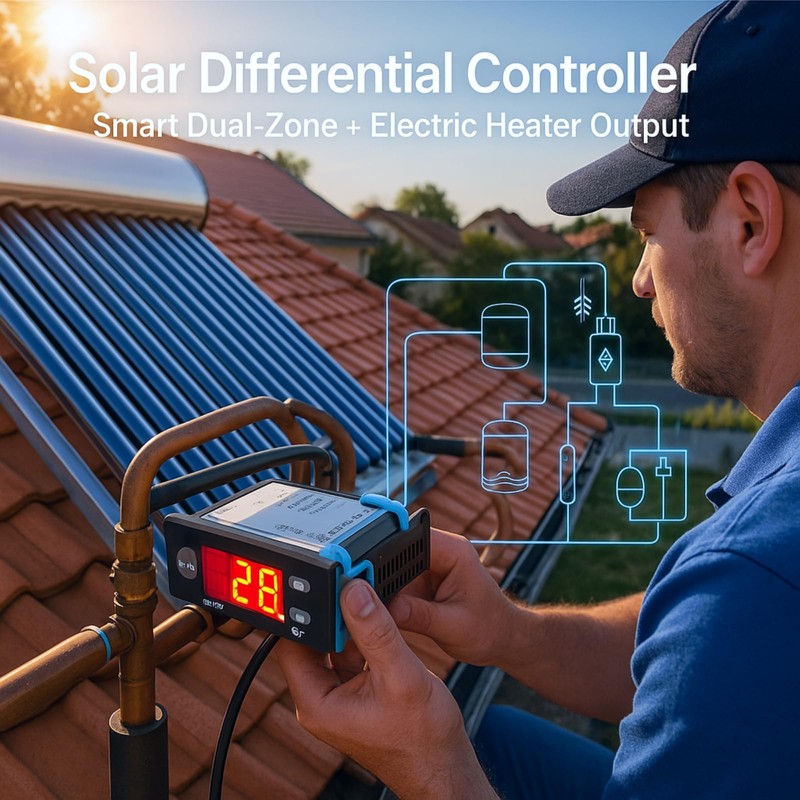 Solar Water Temperature Controller, AC 5A Digital Temperature Controller Thermostat