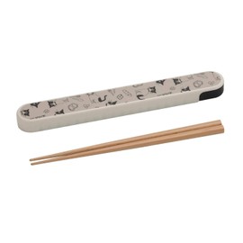 Nakano MM-533 Chopsticks and Chopstick Case Set, Cat, White, Approx. Width 1.2 x Depth 8.3 x Height 0.7 inches (3 x 21 x 1.7 cm), Painted Chopsticks 7.7 inches (19.5 cm), Potter Happy Cat MM-533