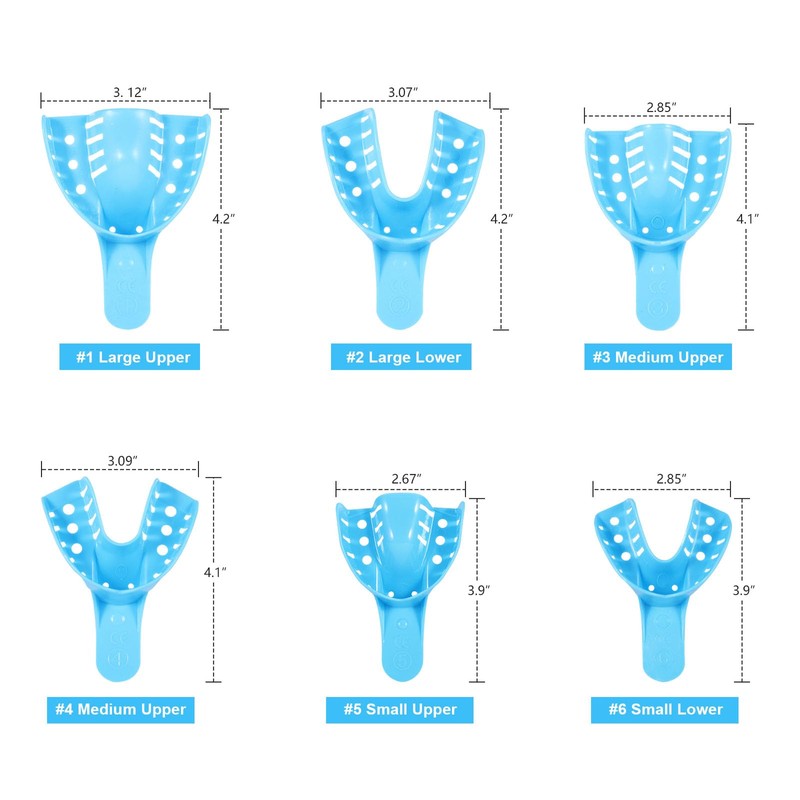 JMU Dental Impression Tray, Perforated Disposable Trays, 8 Quadrant UR/LL,