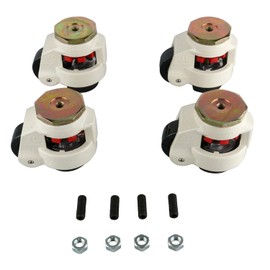 Homend 4 Pack Leveling Casters GD-80S Stem Mounted Leveling Caster 1102lbs/Per Leveling Caster Wheels Nylon Wheel and NBR Pad (Stem Mounted 1102lbs/Per)