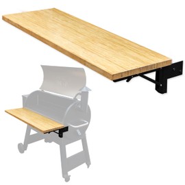 Iron Forge Tools 36.5x12 Wood Folding Grill Shelf Accessory - Charcoal Grill Accessories for Pellet Smoker Barbeque - Compatible with Traeger Pro 34, Pro 780, Ironwood 885 Series Texas Elite, Eastwood