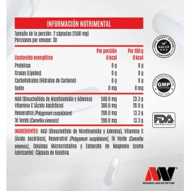 Nad, Resveratrol Y Té Verde 60 Cáps. 750 Mg Cu Advance Nut                                                                                            