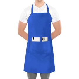 Utopia Kitchen Adjustable Bib Apron (2-Pack) Water Oil Resistant Chef Cooking Kitchen Aprons with Pockets for Men Women (Blue)
