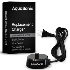 AquaSonic Cargador de cepillo para polvo de dientes eléctrico – Base de carga conductiva, compatible con la mayoría de los cepillos de dientes AquaSonic – Piezas auténticas y auténticas (negro)