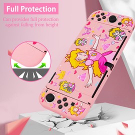 TIKOdirect TIKOdirect Dockable Case Compatible with Switch OLED 2021, Cute Protective Soft Cover Full Protection for Switch OLED and Joy-Con Controller, Pink Princess