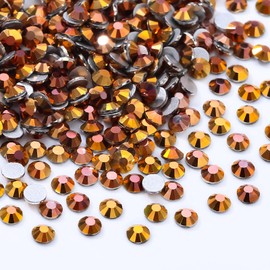 Meibite Gold Flatback Rhinestones, Glass Rhinestones for Nail Art and Craft, Glue Fix, Loose Crystal Gemstones(Gold, SS10, 1440pcs, 2.7-2.8mm)