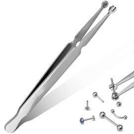 Mumjooyi Piercing Pliers Piercing Ball Holder Pliers Piercing Needle Earrings Yourself Piercing Set Septum Pliers for Cartilage Nose Labret and Helix Piercings, Stainless Steel, No