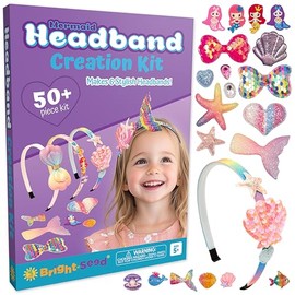 Headband Making Kit for Girls, Make Your Own Fashion Headband, Girl Accessories Ages 5-12, DIY Arts & Crafts, DIY Hair Accessories Set, Birthday Gifts for Girls 5 6 7+ Years Old, Gift Ideas Mermaid