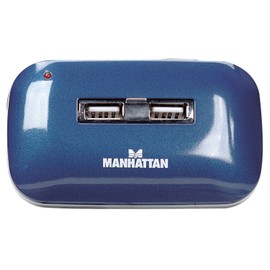 Manhattan AC-2635 Hub USB V2.0 7 Ptos Azul con Fuente, Azul