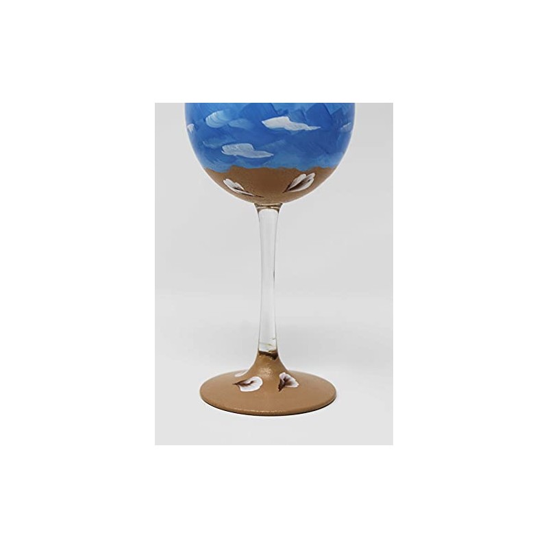 Hand Painted Wine Glasses - Beach and Sand (Set of