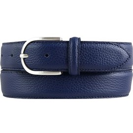 BELTINGER Ladies Italian Belt 35mm Wide Ladies Chino Belt Trouser Belt Textured Leather Buckle Silver, Blue / Silver