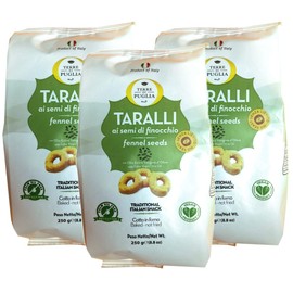 Terre Di Puglia, Baked Taralli Fennel Seeds Snack, 8.8 oz (Pack of 3)