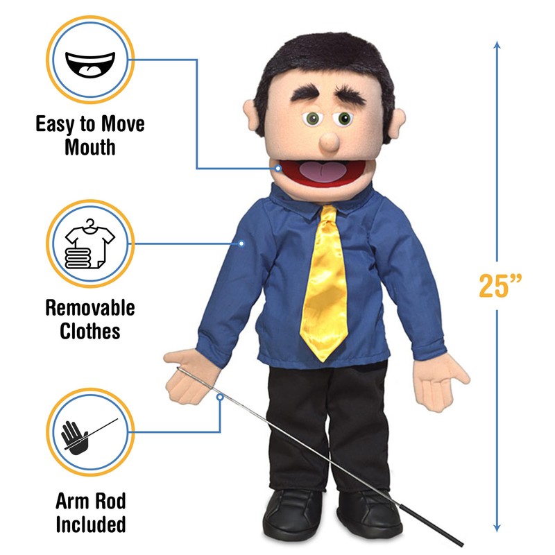 25" George, Peach Dad/Businessman, Full Body, Ventriloquist Style Puppet