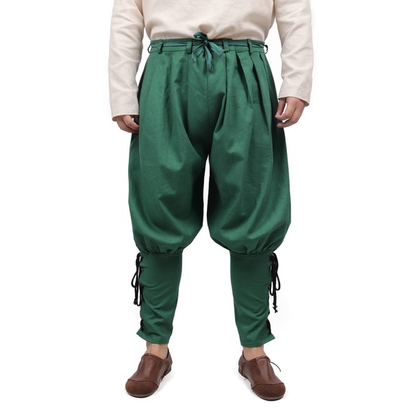 PROCOS Medieval Retro Ankle Banded Pants for Men Linen Renaissance