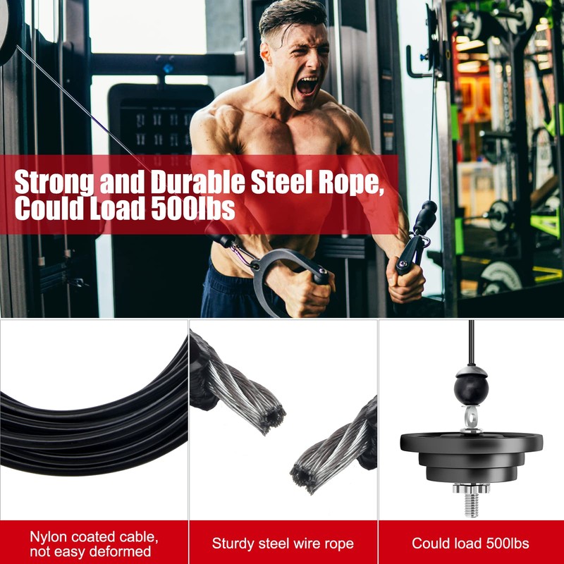 Windspeed 6 Meter Home Gym Replacement Cables, Adjustable Fitness Pulley
