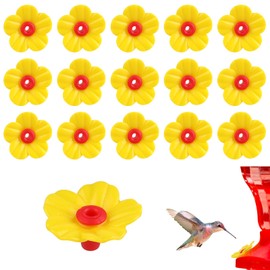 16 Pieces Hummingbird Feeders Replacement Flowers Yellow Pet Replacement Bird Feeder Replacements Parts Feeding Ports Bee Guards for Hummingbird Feeders for Outdoors Hanging Feeder