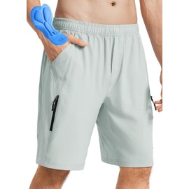 baleaf Men's Mountain Bike Shorts 3D Padded Loose-fit MTB Cycling Bicycle Lightweight Zipper Pockets Light Gray M