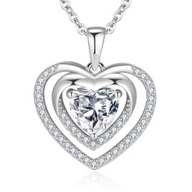 Jrêveinfini Elegant 925 Sterling Silver Heart Necklace with Cubic Zirconia - Symbol of Love and Connection, Gift for Your Loved Ones, Sterling Silver Cubic Zirconia, Cubic Zirconia