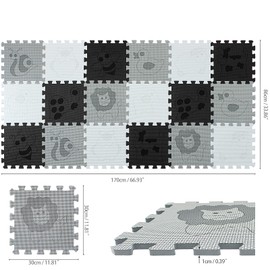 qqpp EVA 18 Tiles Baby Play Mat for Playing, Interlocking Foam Floor Mats for Tummy Time & Crawling, Puzzle Flooring Tiles with Animals Laser Pattern for Kids. QL-11(ADL) b18N