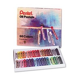 Pentel Oil Pastels with Carrying Case, Assorted Colors, 36/Set