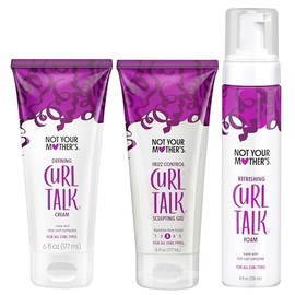 Not Your Mother's Gel Moldeador Para Controlar El Frizz, Crema Definidora Y Espuma Refrescante Para Rizos Curl Talk(Paquete De 3)- 177 Ml Y 237 Ml - F