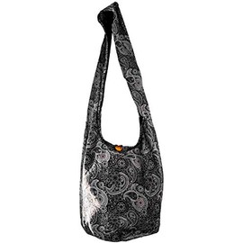 CCcollections Boho Crossbody Bags For Women & Men Cotton Shoulder Bag Large Hippie Sling Bag for Travelling, Outing, Parties and More (Paisley-Black)