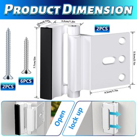 Home Security Door Lock, 2 Pcs Childproof Safety Door Lock, Door Reinforcement Latch for Home Security and Privacy (White)