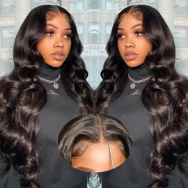 5x5 HD Lace Closure Wigs Human Hair 26 Inch Wear and Go Glueless Wigs Human Hair Pre Plucked Pre Cut for Beginners 180% Density Body Wave Lace Front Wigs Human Hair 3 Seconds to Wear Glueless Wig