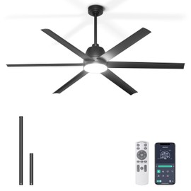 Phylluz 65 Inch Ceiling Fan with Lights - Black Ceiling Fan with Remote & APP Control, 3CCT, Dimmable, Quiet Reversible DC Motor, Indoor Outdoor Ceiling Fans for Patio Living Room Garage Shop