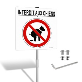 Goodvia Hundeverbotsschild 30x30cm Aluminium mit Säulen 90cm, Reflektierendes Hundekotschild Geeignet für den Außenbereich