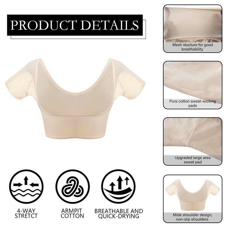 satithry 2PCS Ultra-thin underarm anti-sweat lady's underwear with Large size