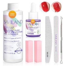 SAVILAND Expert Nail Polish Remover Kit: Gel Polish Remover Effective Removal Gel Polish Remover for Nails with Cuticle Oil 10 Pcs Nail Clips for Gel Removal Expert Level Home Salon Use 250 ML