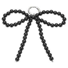 PATIKIL Pearl Bow Keychain, Keychain Accessories with Round buckle Keyring Clip Charm for Women Bags Backpack Phone Decoration, Black