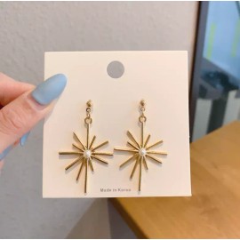 Little Queen pearl gold giant big star fashion drop earrings