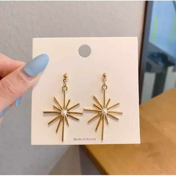 Little Queen pearl gold giant big star fashion drop earrings