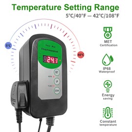 RC SLL Seedling Heat Mat Digital Thermostat Controller 42-108°F,Plant Germination Equipment Germination Kits,Recommended for Use Seedling Heat Mat,4.2A 1000W ETL Listed