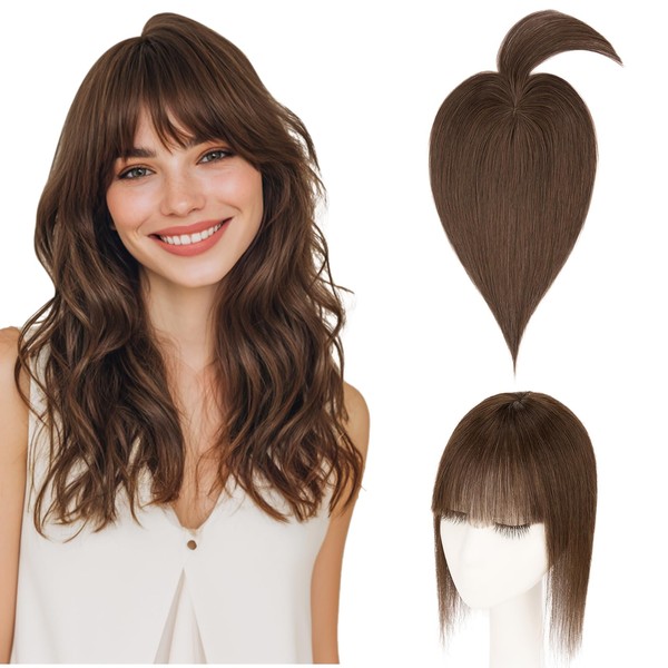 Hairro Mono Hair Toppers with Bangs, 3.4" x 3.4" Mono