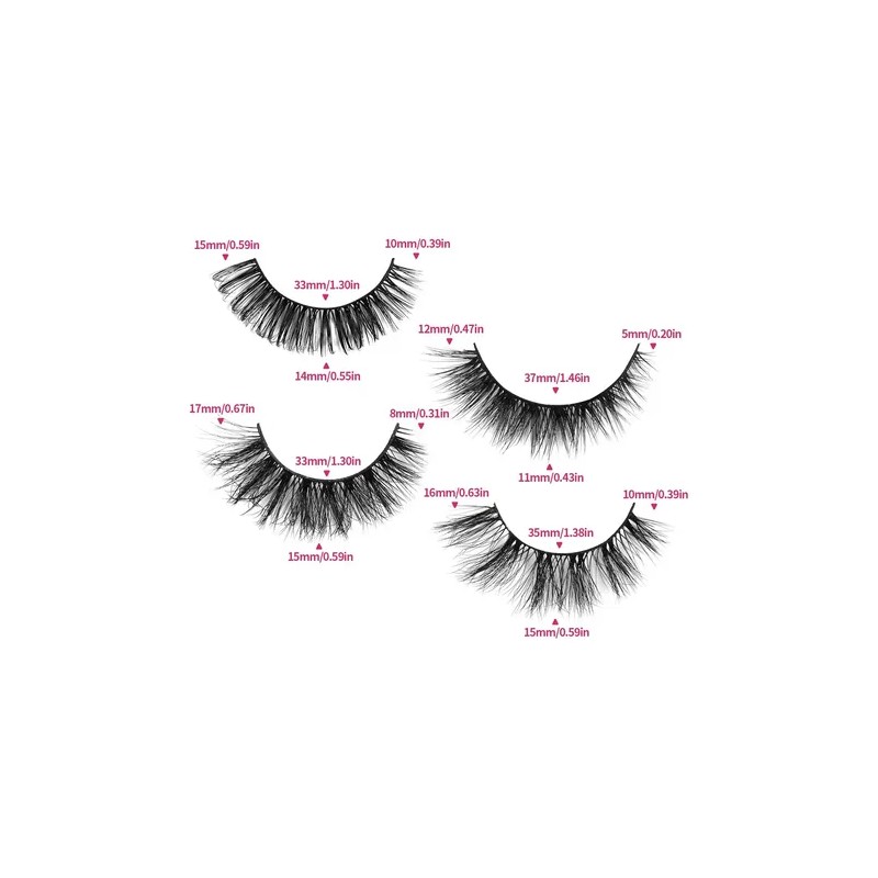 20 Pares Blister Extensiones De Pestañas 3d Kit Maquillaje