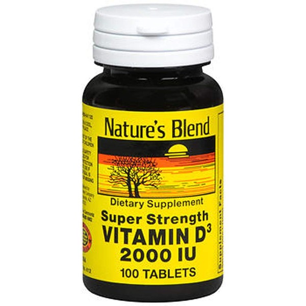 Nature's Blend Vitamin D3 2000 IU Super Strength - 100 Tablets, Pack of 2