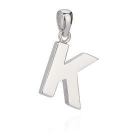NKlaus Pendant Letter A-Z Silver 925 Tarnish-Resistant Shiny Alphabet, Silver