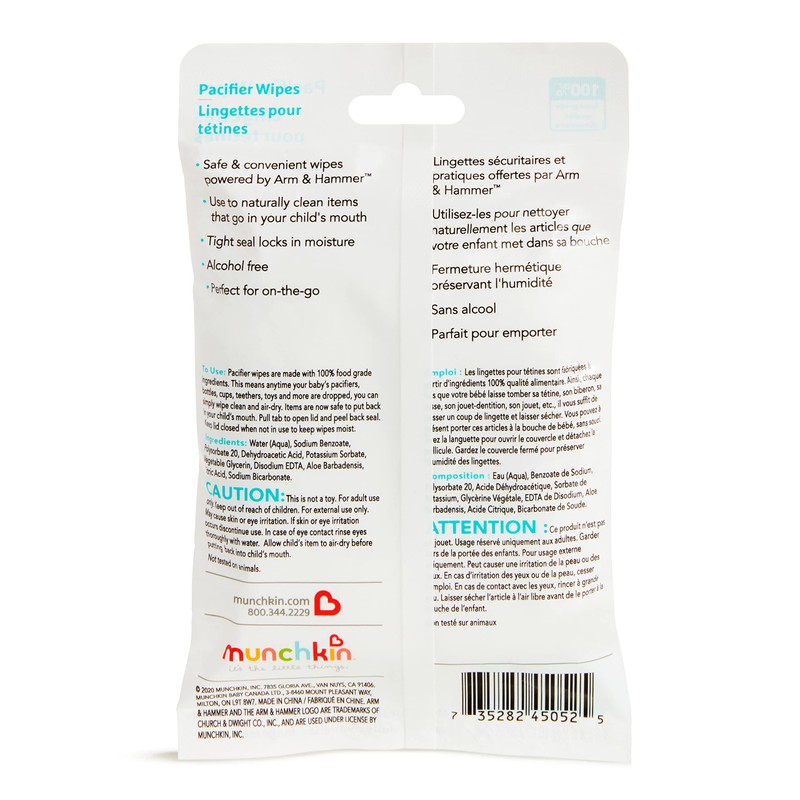 Munchkin Arm & Hammer Pacifier Wipes - Safely Cleans Breast