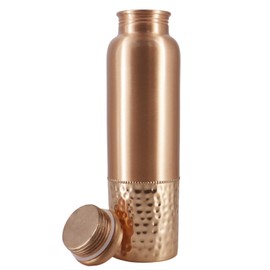 Pure Copper Water Bottle, Plain and Hammered 1000 Ml (33.81 Fl Oz) Capacity For Ayurveda Health Benefits