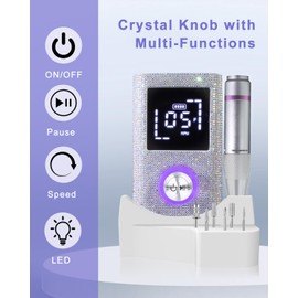 CozyZen Portable Electric Nail Drill, Diamond 45000 RPM Rechargeable Diamond E-File, Cordless & Low Noise for Acrylic/Gel Nails, Manicure & Pedicure - Professional & Home Use