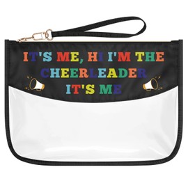 Cheerleader Gift PVC Makeup Bag for Women Cheer Team Gift for Cheer Mom Coach Cosmetic Bag Cheerleading Gift for Cheerleader Cheer Sister Friends Birthday Graduation Gift Clear Zipper Toiletry Pouch